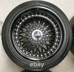 16 Bbs Rs Style Alloy Wheels Black 4x100 8j 9j Bmw E30 Mazda Mx5 Lupo Golf Mk1