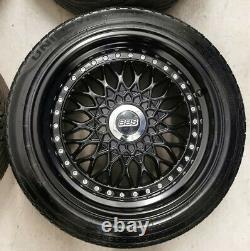 16 Bbs Rs Style Alloy Wheels Black 4x100 8j 9j Bmw E30 Mazda Mx5 Lupo Golf Mk1