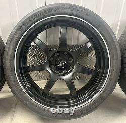 17 BLACK ROTA STYLE ALLOY WHEELS 4x108 7 SPOKE PEUGEOT FORD FIESTA ST CITROEN