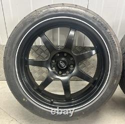 17 BLACK ROTA STYLE ALLOY WHEELS 4x108 7 SPOKE PEUGEOT FORD FIESTA ST CITROEN