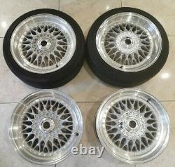 17 Bbs Rs Style Alloy Wheels 4x100 Vw Golf Mk1 Polo Mini Cooper Mx5 Bmw E30 325