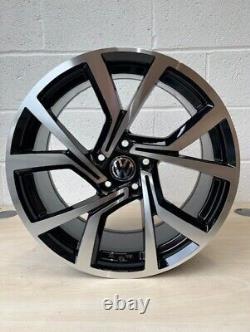 18 Gloss Black & Polished VW Clubsport Style Alloy Wheels Brand New Boxed