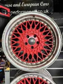 18 Inch BBS Style Alloy Wheels 4 X 5x112 Red Polish Deep Dish 8.5J & 9.5J