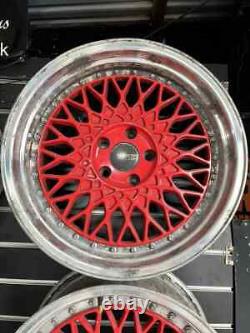 18 Inch BBS Style Alloy Wheels 4 X 5x112 Red Polish Deep Dish 8.5J & 9.5J