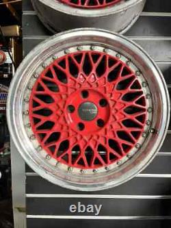 18 Inch BBS Style Alloy Wheels 4 X 5x112 Red Polish Deep Dish 8.5J & 9.5J