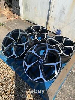 18 New GTI Style Alloy Wheels Only Black/Diamond Cut to fit Volkswagen Golf