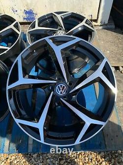 18 New GTI Style Alloy Wheels Only Black/Diamond Cut to fit Volkswagen Golf