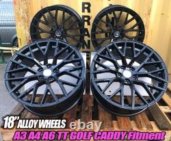 18 R8 F GLOSS BLACK Style ALLOY WHEELS X4Fits AUDI A3 A4 A6 TT PCD 5X112