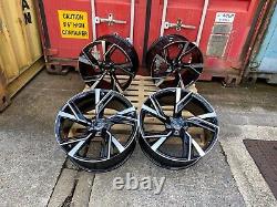 18 Rs6-e Style Alloy Wheels Fits Skoda Seat Leon Exeo Altea Black Pol