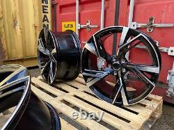18 Rs6-e Style Alloy Wheels Fits Skoda Seat Leon Exeo Altea Black Pol