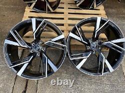 18 Rs6e Style Alloy Wheels Black Polished Fits Audi A6 Tt Rs3 5x112 New