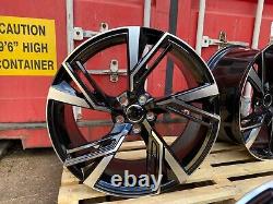 18 Rs6e Style Alloy Wheels Black Polished Fits Audi A6 Tt Rs3 5x112 New