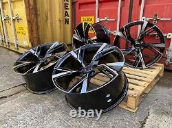 18 Rs6e Style Alloy Wheels Black Polished Fits Audi A6 Tt Rs3 5x112 New