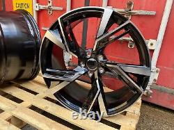 18 Rs6e Style Alloy Wheels Black Polished Fits Audi A6 Tt Rs3 5x112 New