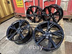 18 TTRS RS6E Rotor Style Alloy Wheels GLOSS BLACK Audi A3 A4 A6 A8 5x112