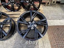 18 TTRS RS6E Rotor Style Alloy Wheels GLOSS BLACK Audi A3 A4 A6 A8 5x112