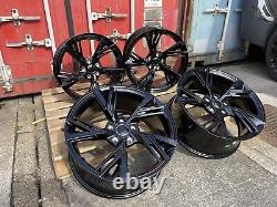 18 TTRS RS6E Rotor Style Alloy Wheels GLOSS BLACK Audi A3 A4 A6 A8 5x112