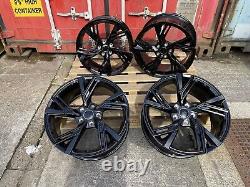 18 TTRS RS6E Rotor Style Alloy Wheels GLOSS BLACK Audi A3 A4 A6 A8 5x112