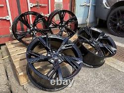 18 TTRS RS6E Rotor Style Alloy Wheels GLOSS BLACK Audi A3 A4 A6 A8 5x112