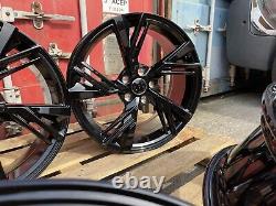 18 TTRS RS6E Rotor Style Alloy Wheels GLOSS BLACK Audi A3 A4 A6 A8 5x112