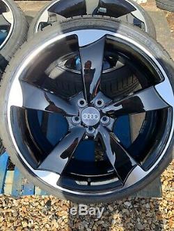 18 TTRS Rotor Arm Style Alloy Wheels & Tyres Black/Diamond Cut to fit Audi A1