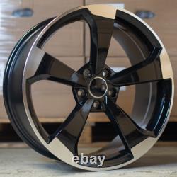 18/VW Golf MK5/6/7/8/Gloss Black/Machined Edge/RS3 Rotor Style/Alloy Wheels X4