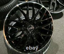 19 Audi S-Line Style Gloss Black alloy wheels & 255/35/19 tyres A4 B8/B9