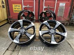 19'' Audi Ttrs Rotor Style Gloss Black Polished Alloy Wheels 5x112 Et35 A4