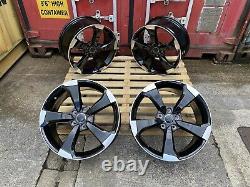 19'' Audi Ttrs Rotor Style Gloss Black Polished Alloy Wheels 5x112 Et35 A4