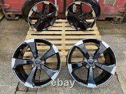 19'' Audi Ttrs Rotor Style Gloss Black Polished Alloy Wheels 5x112 Et35 A4