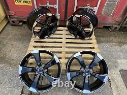 19'' Audi Ttrs Rotor Style Gloss Black Polished Alloy Wheels 5x112 Et35 A4