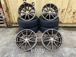 19 BMW ALLOY WHEELS COMPETITION STYLE STAGGERED + 4 NEW TYRES 5x120 CONCAVE BZ