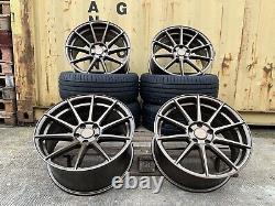 19 BMW ALLOY WHEELS COMPETITION STYLE STAGGERED + 4 NEW TYRES 5x120 CONCAVE BZ