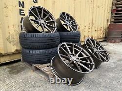 19 BMW ALLOY WHEELS COMPETITION STYLE STAGGERED + 4 NEW TYRES 5x120 CONCAVE BZ