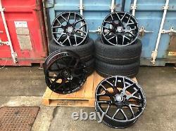 19 DTM Pretoria style Alloy Wheels + Tyres Gloss Black VW Golf Mk7 7.5 Caddy