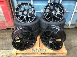 19 DTM Pretoria style Alloy Wheels + Tyres Gloss Black VW Golf Mk7 7.5 Caddy