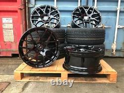 19 DTM Pretoria style Alloy Wheels + Tyres Gloss Black VW Golf Mk7 7.5 Caddy