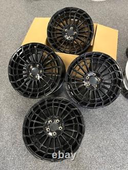 19 Inch Mercedes Maybach Twist Style Alloy Wheels Gloss Black Staggered 5x112
