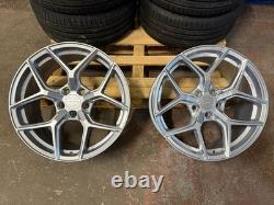 19 SILVER BMW ALLOY WHEELS COMPETITION STYLE STAGGERED +TYRES 5x120 CONCAVE XT2