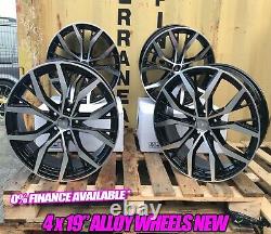 19 Santiago Style Black/polished Alloy Wheels Volkswagen Golf Caddy Audi