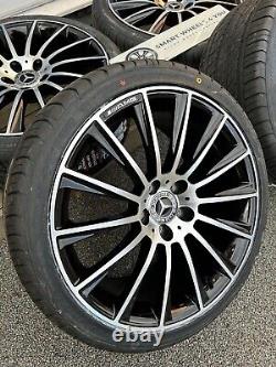 19 Turbine Style Alloy Wheels & Tyres Black Polished Staggered Mercedes E-Class