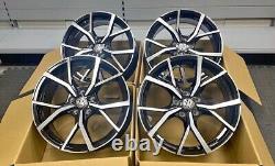 19 VW Estoril Style Alloy Wheels Black Polished et42 5x112 for Volkswagen Golf