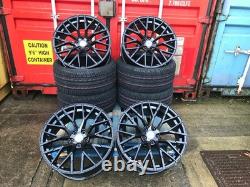 19 VW Golf Queenstown R8 Style Alloy Wheels + TYRES Gloss Black MK6 7 8 Audi A3