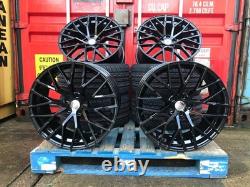19 VW Golf Queenstown R8 Style Alloy Wheels + TYRES Gloss Black MK6 7 8 Audi A3