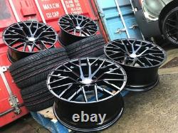 19 VW Golf Queenstown R8 Style Alloy Wheels + TYRES Gloss Black MK6 7 8 Audi A3