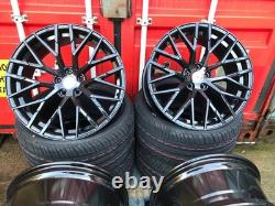 19 VW Golf Queenstown R8 Style Alloy Wheels + TYRES Gloss Black MK6 7 8 Audi A3