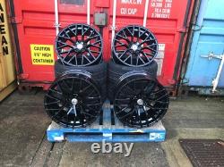 19 VW Golf Queenstown R8 Style Alloy Wheels + TYRES Gloss Black MK6 7 8 Audi A3