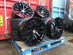 19 VW Golf Queenstown R8 Style Alloy Wheels + TYRES Gloss Black MK6 7 8 Audi A3