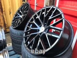 19 VW Golf Queenstown R8 Style Alloy Wheels + TYRES Gloss Black MK6 7 8 Audi A3