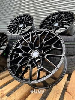 20 BMW 827m Style Gloss Black Alloy Wheels + Tyres Fits G20 G30 G22 5X112